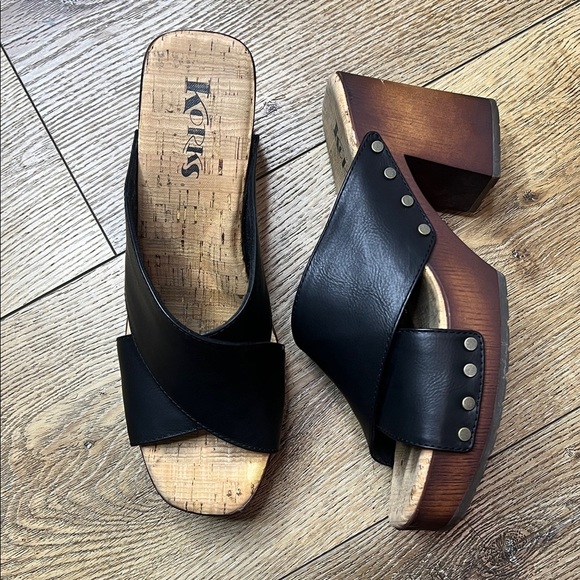 Kork-Ease Lynda Black Platform Sandals Size 10M - Picture 2 of 10
